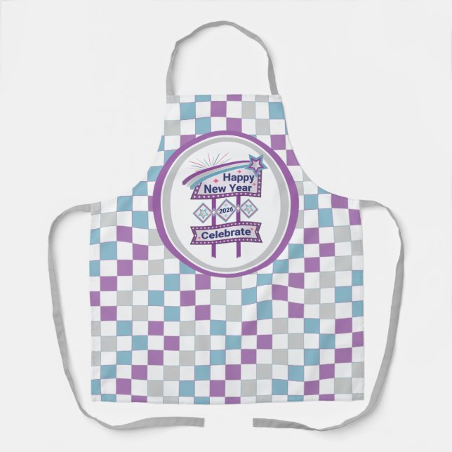 Delantal Rótulo de Año Nuevo Retro Feliz - Celebrar Marquee (Anverso)