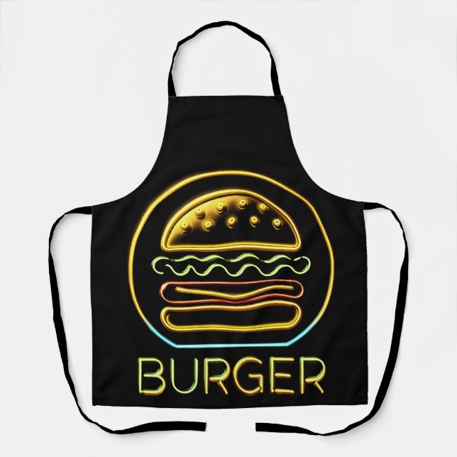 Delantal Rótulo Neon Glow Burger (Anverso)