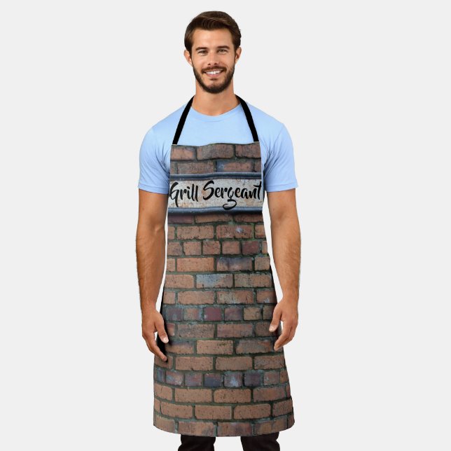 Delantal Rótulo personalizado del sargento Grill Brick Wall (Gastado)