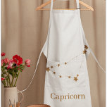 Delantal Rótulo Zodiac moderno Capricornio de oro | Tierra<br><div class="desc">Rótulo Zodiac moderno Capricornio de oro | Tierra de elementos</div>
