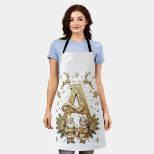 Delantal Royal Gold Letter A Luxury Unisex Holiday Apron
