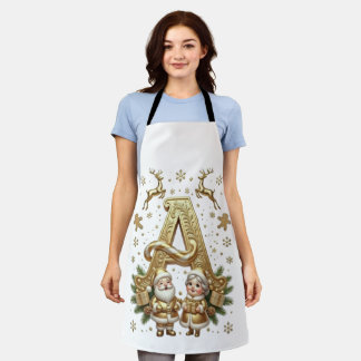 Delantal Royal Gold Letter A Luxury Unisex Holiday Apron