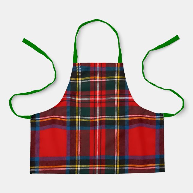 Delantal Royal Stewart Red Plaid Green Strap Apron (Anverso)