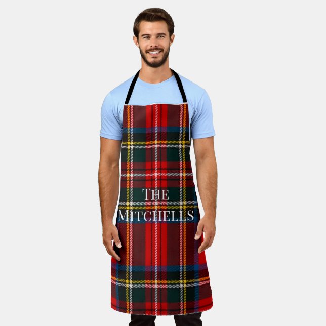 Delantal Royal Stewart Red Plaid PERSONALIZE Unisex Apron (Gastado)