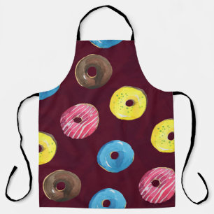 Delantal Ruby Donuts: Patrón de color agua sin foco.