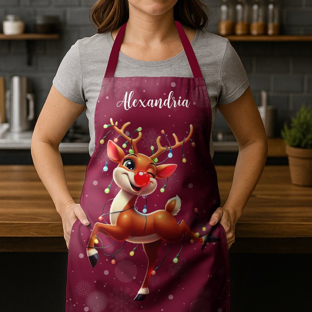 Delantal Rudolph La Navidad de Reno Rojo (Subido por el creador)
