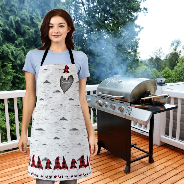 Delantal Rustic Aspen Bark Wood Carved Heart Red plaid hat  (Subido por el creador)