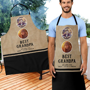 Delantal Rustic Best Grandpa Father`s Day 2 Photo Black