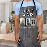 Delantal Rustic Dark Wood Mejor Papá 3 Fotos Keepsake<br><div class="desc">Rustic Dark Wood Mejor Papá 3 Fotos Keepsake Apron. Fondo rústico de madera oscura. Agrega 3 fotos y tus nombres. Un lindo conservador para un padre. Regalo para el día del padre,  cumpleaños o Navidades.</div>