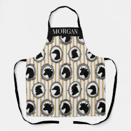 Delantal Rustic Farm Kitchen Barnyard Black & Khaki Stripe