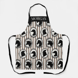 Delantal Rustic Farm Kitchen Barnyard  Black & Mocha Stripe