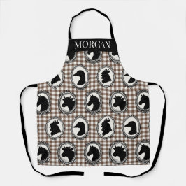 Delantal Rustic Farm Kitchen Barnyard Gingham Black & Mocha