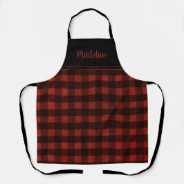 Delantal Rustic Farmhouse Buffalo Plaid Añadir nombre Apron