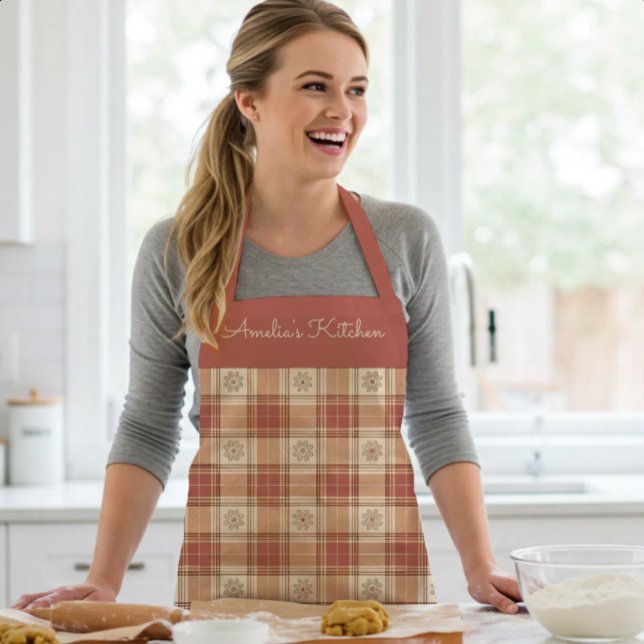 Delantal Rustic Plaid Pattern Terracotta Ivory (Subido por el creador)