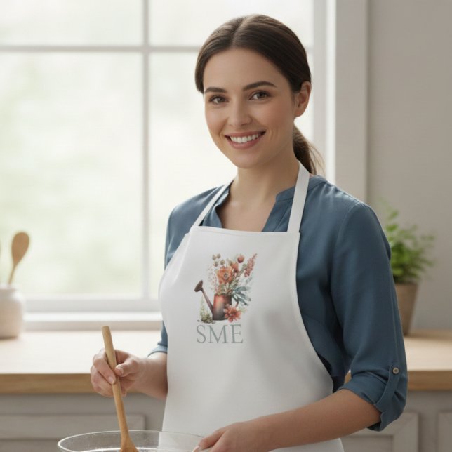 Delantal Rustic watering can floral (Rustic watering can floral apron)