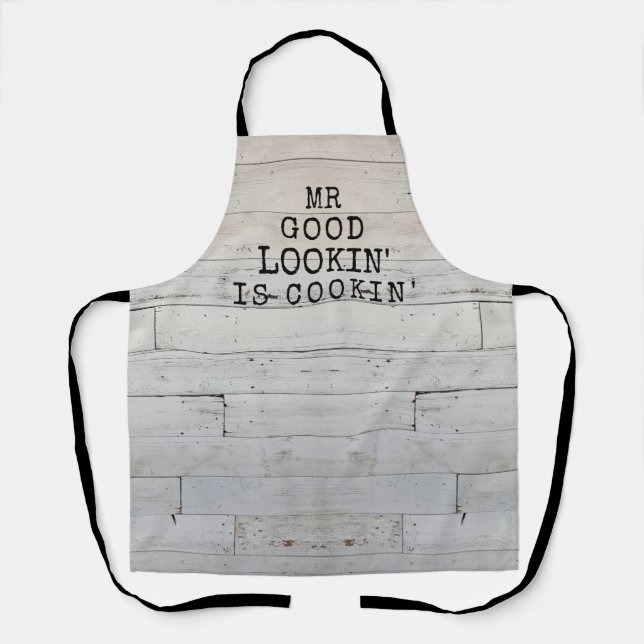 Delantal Rustic Wood Funny Mr Good Lookin (Anverso)