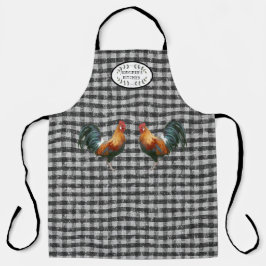 Delantal Rústica casa de campo con cocina negra y blanca