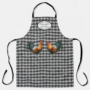 Delantal Rústica casa de campo con cocina negra y blanca