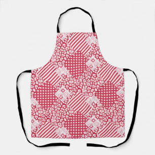 Delantal Rústico de mosaico rojo y blanco
