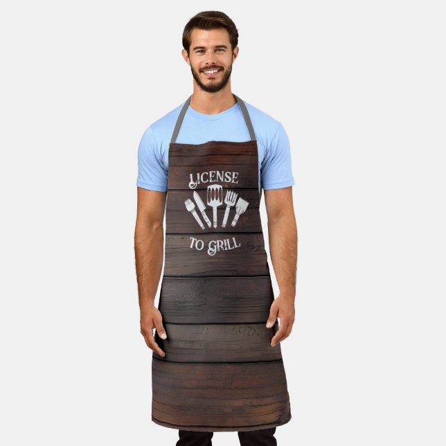 Delantal Rústico gracioso arte asador masculino: Licencia p (Gastado)