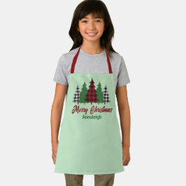 Delantal Rústico Red Plaid Merry Christmas Treds Personaliz