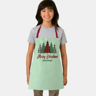 Delantal Rústico Red Plaid Merry Christmas Treds Personaliz