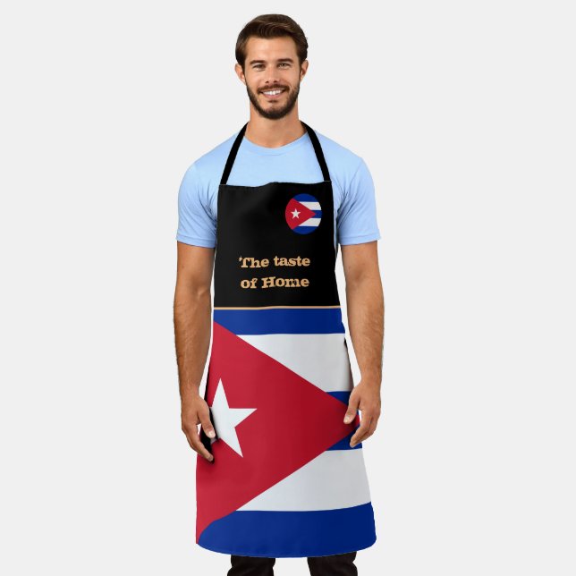 Delantal Sabor a casa, bandera cubana, Cuba/Apron de cocina (Gastado)