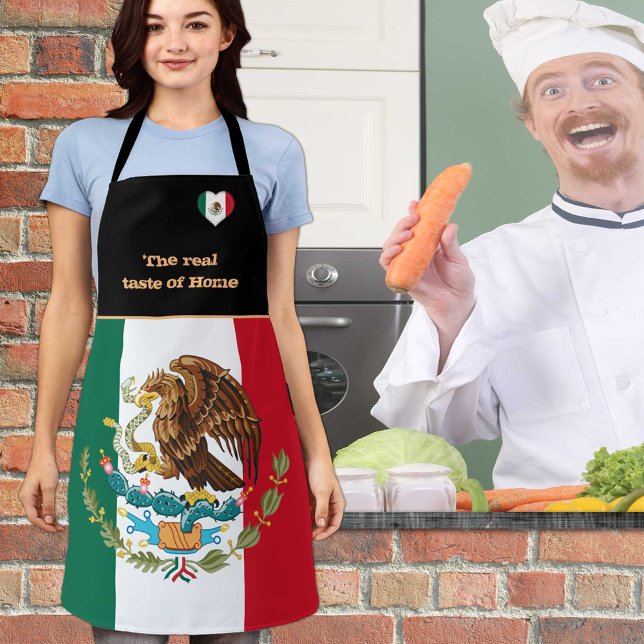 Delantal Sabor a casa y bandera mexicana, México/cocina (Subido por el creador)