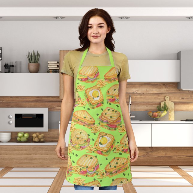 Delantal Saboree sándwiches gourmet y papas fritas verde (Subido por el creador)