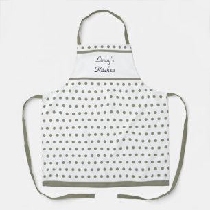 Delantal Sage de polka Dot y Apron blanco en primavera