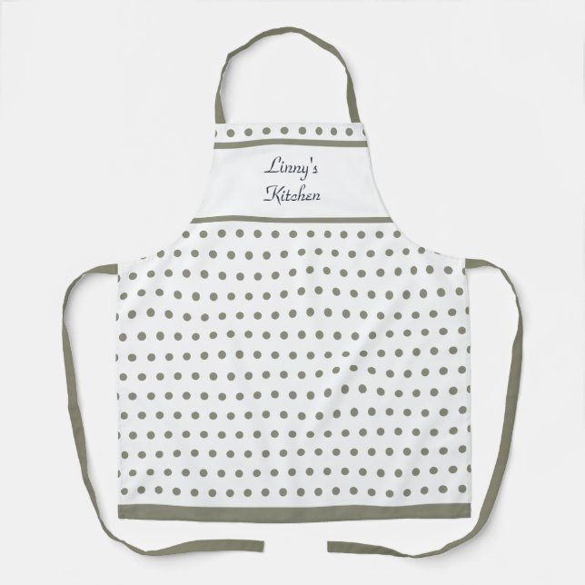 Delantal Sage de polka Dot y Apron blanco en primavera (Anverso)