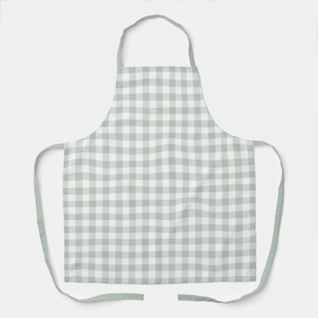 Delantal Sage Farmhouse Gingham Apron (Anverso)