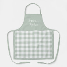 Sage Gingham Apron personalizado