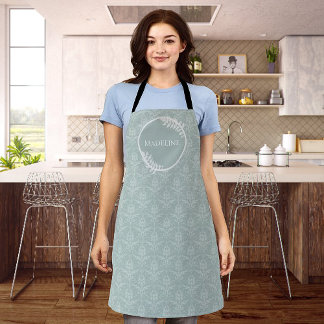 Delantal Sage Green Elegant Damask Personalized Apron