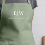 Delantal Sage Green Elegant Moderno Monograma Minimalista N<br><div class="desc">Disfrute de su experiencia culinaria con nuestro elegante y clásico restaurante de cocina Minimalista. Esta cocina combina perfectamente la elegancia atemporal con el minimalismo contemporáneo. Diseñado con precisión, este delantal no es sólo un accesorio práctico sino también una declaración de estilo personal. La opción de personalizable monograma y nombre le...</div>