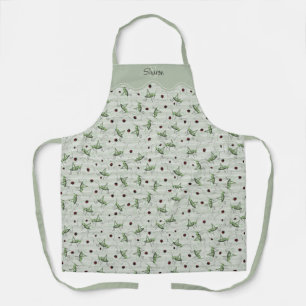 Delantal Sage Green Pinstripe Grasshopper Ladybug Gardening
