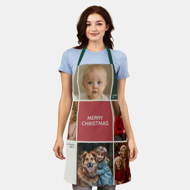 Delantal Sage RED Photos collage Christmas new year (Gastado)