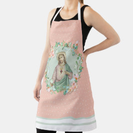 Delantal Sagrado Corazón Jesús Eucaylptus Floral Religiosa