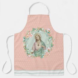 Delantal Sagrado Corazón Jesús Eucaylptus Floral Religiosa