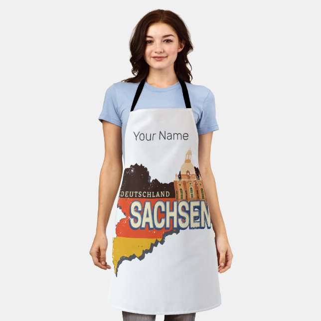 Delantal Sajonia Alemania Mapa del Estado Retro Recuerdos d (Gastado)