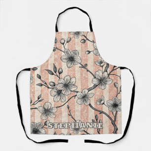 Delantal Sakura con flores de cerezo elegante - rosa y blan