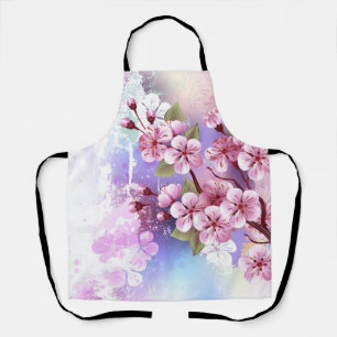 Delantal Sakura rosa sobre fondo de pintura
