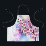 Delantal Sakura rosa sobre fondo de pintura<br><div class="desc">Dibujado artísticamente,  rama de rosa,  flores de cerezo sobre fondo pintoresco,  texturizado,  pintado con pintura blanca,  rosa y azul. Pink Sakura</div>
