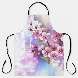 Delantal Sakura rosa sobre fondo de pintura