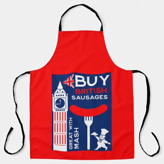 Delantal Salchichas Británicas Nostalgia Comida (Anverso)