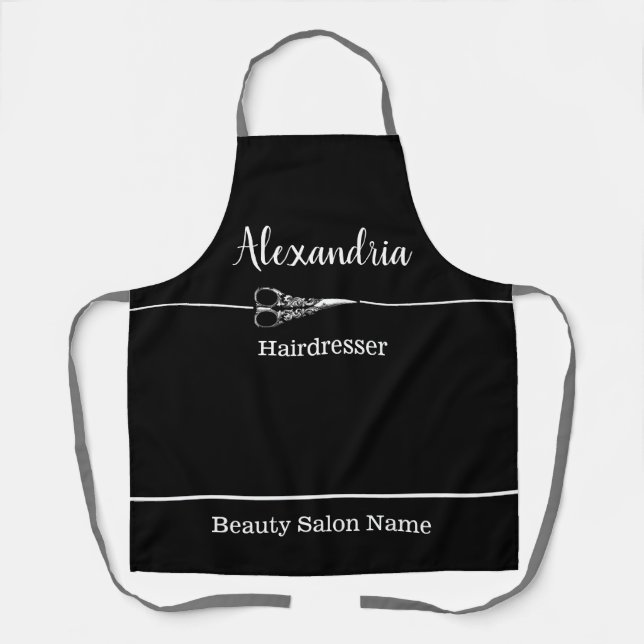 Delantal Salon Apron Scissors Personalizado Salon Nombre Un (Anverso)
