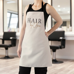 Delantal Salón de Belleza Cabello Beige Neutro Tipografía M