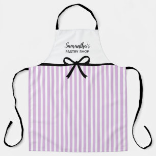 Delantal Salón de cocina personalizado Purple Stripes Bake