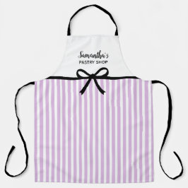 Delantal Salón de cocina personalizado Purple Stripes Baker