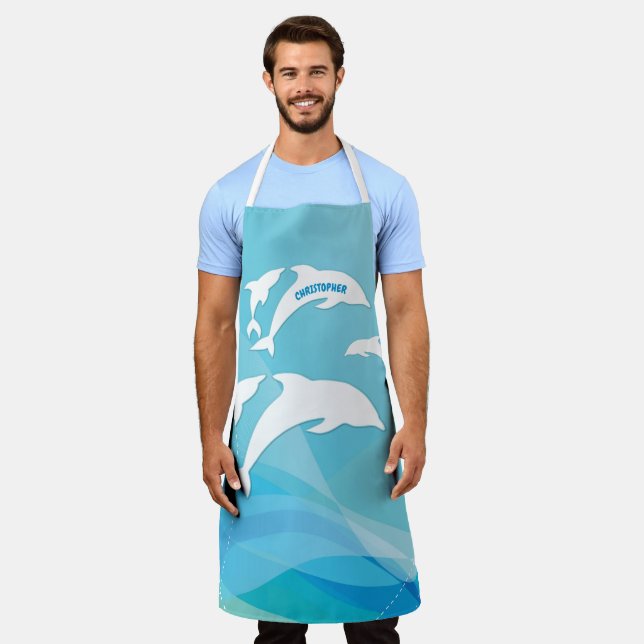 Delantal Salto de delfín en el océano personalizado (Gastado)
